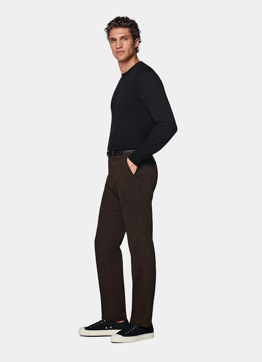 Dark Brown Slim Leg Straight Chinos