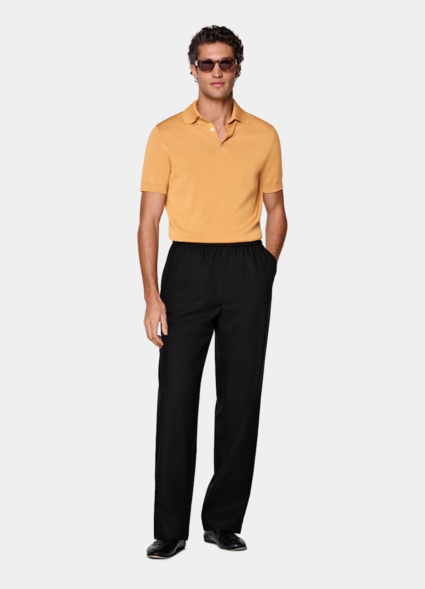 Black Wide Leg Straight Trousers