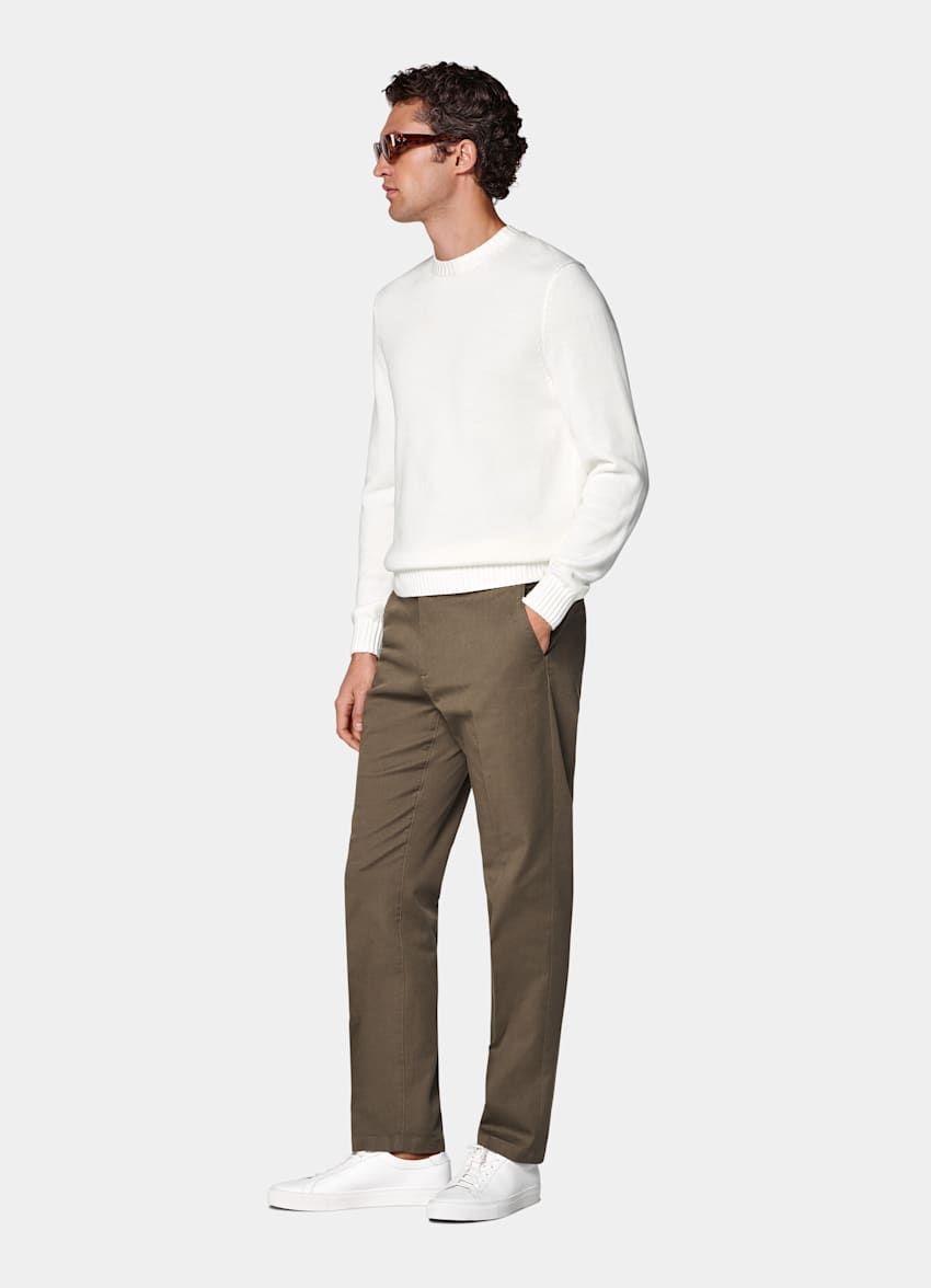 Mid Green Slim Leg Straight Chinos