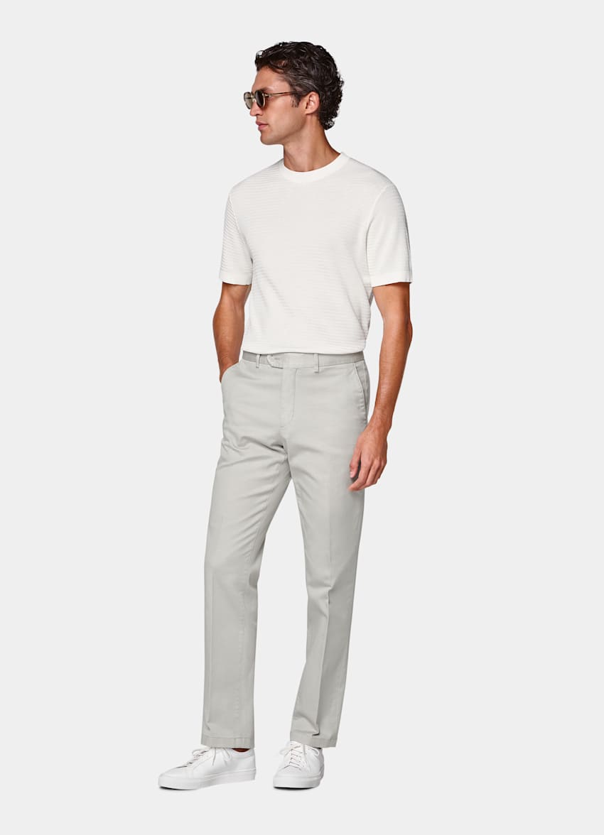 Light Grey Slim Leg Straight Chinos