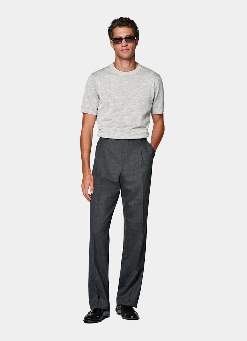 Dark Grey Wide Leg Straight Trousers