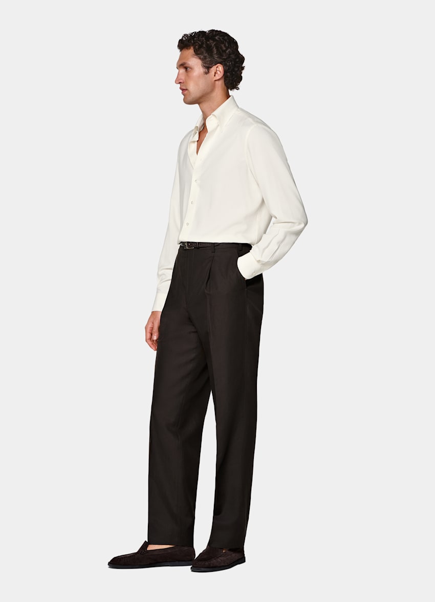 Dark Brown Wide Leg Straight Trousers