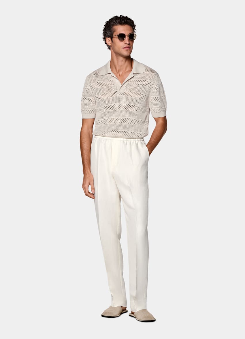 Off-White Wide Leg Straight Trousers