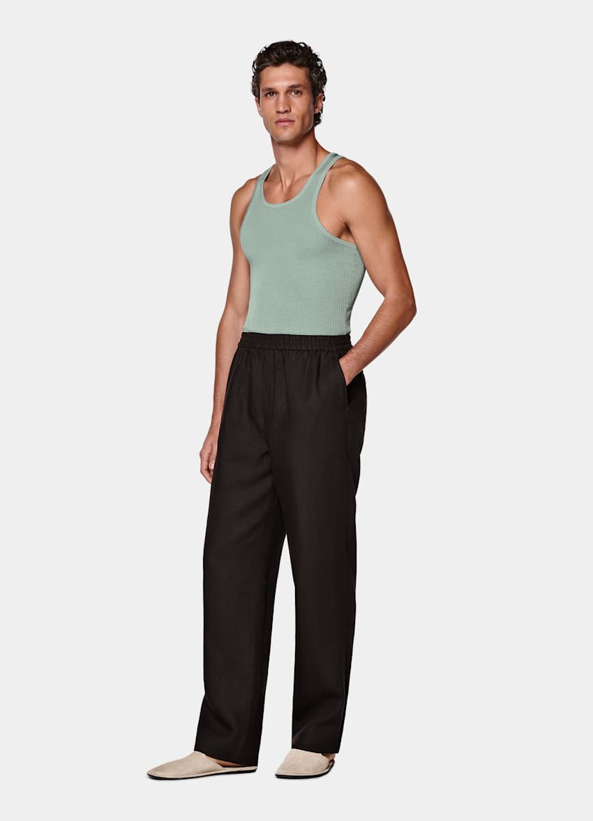 Pantalon Wide Leg Straight marron fonc&eacute;