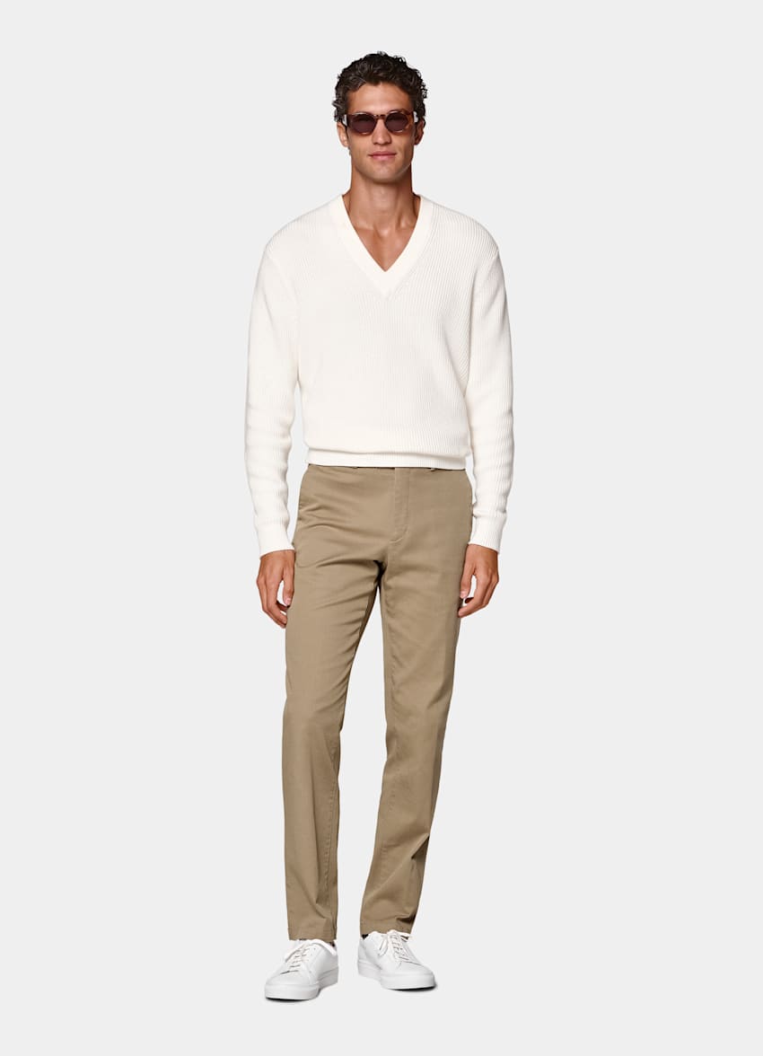 Light Brown Slim Leg Straight Chinos