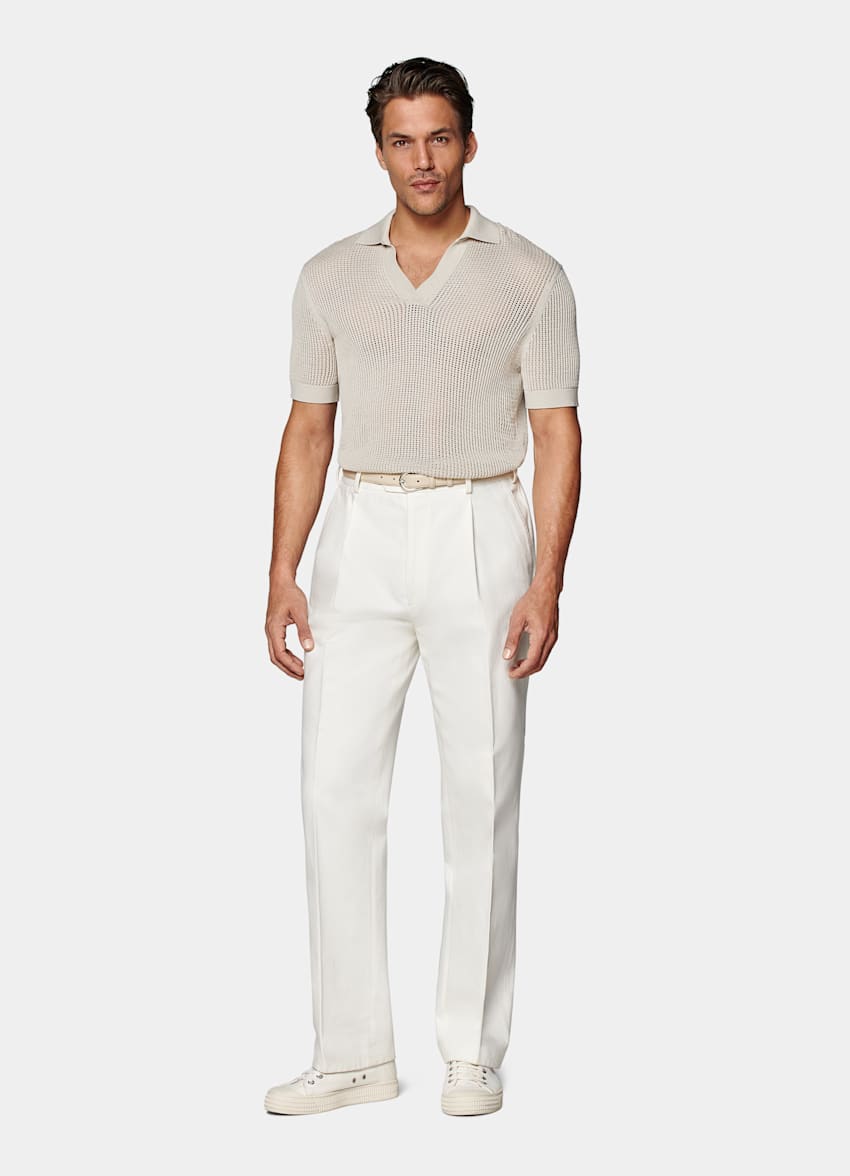 Off-White Wide Leg Straight Trousers