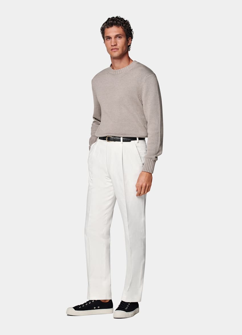 Off-White Wide Leg Tapered Trousers