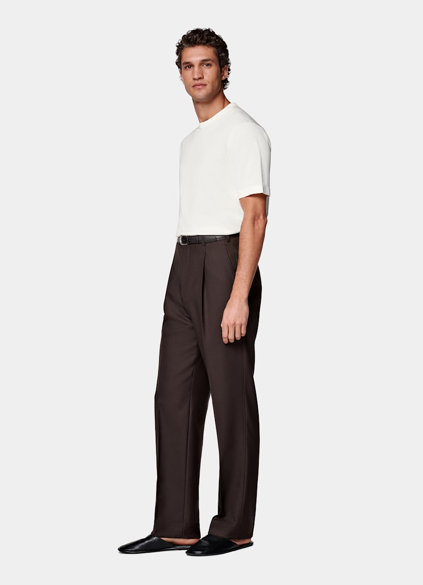Pantalones marrón oscuro Wide Leg Straight