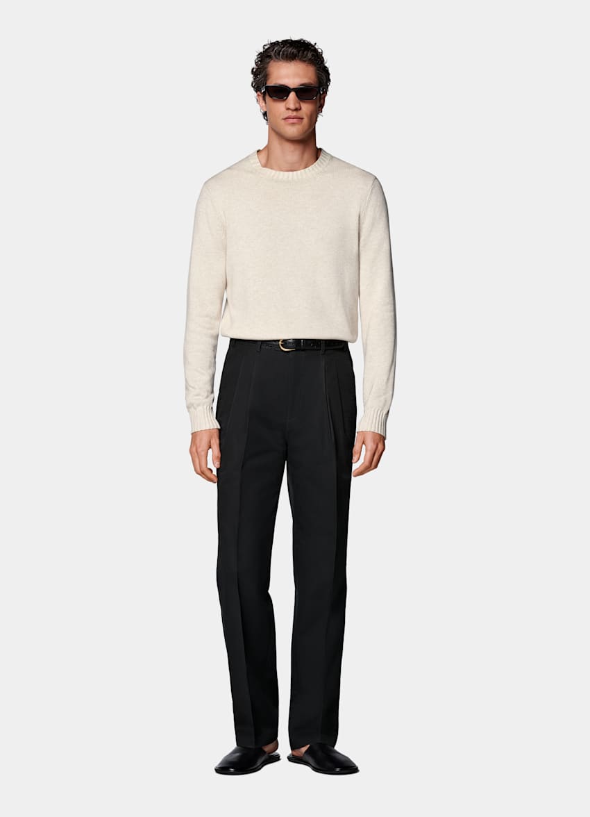 Black Wide Leg Straight Chinos
