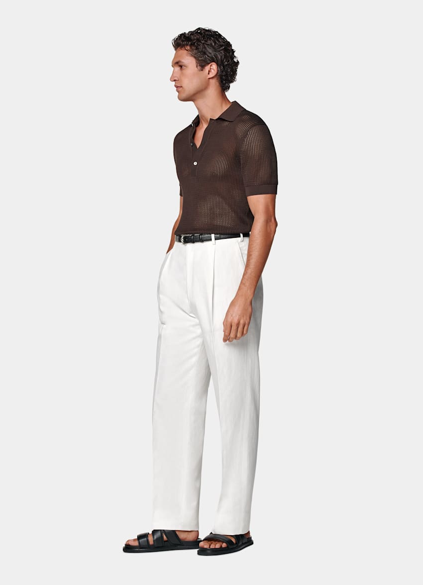 Off-White Wide Leg Straight Trousers