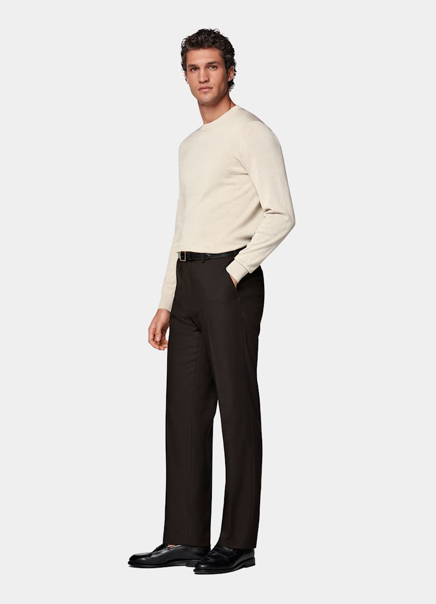 Dark Brown Straight Leg Trousers