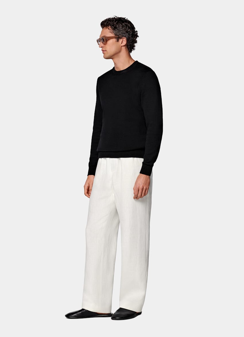 Off-White Wide Leg Straight Trousers