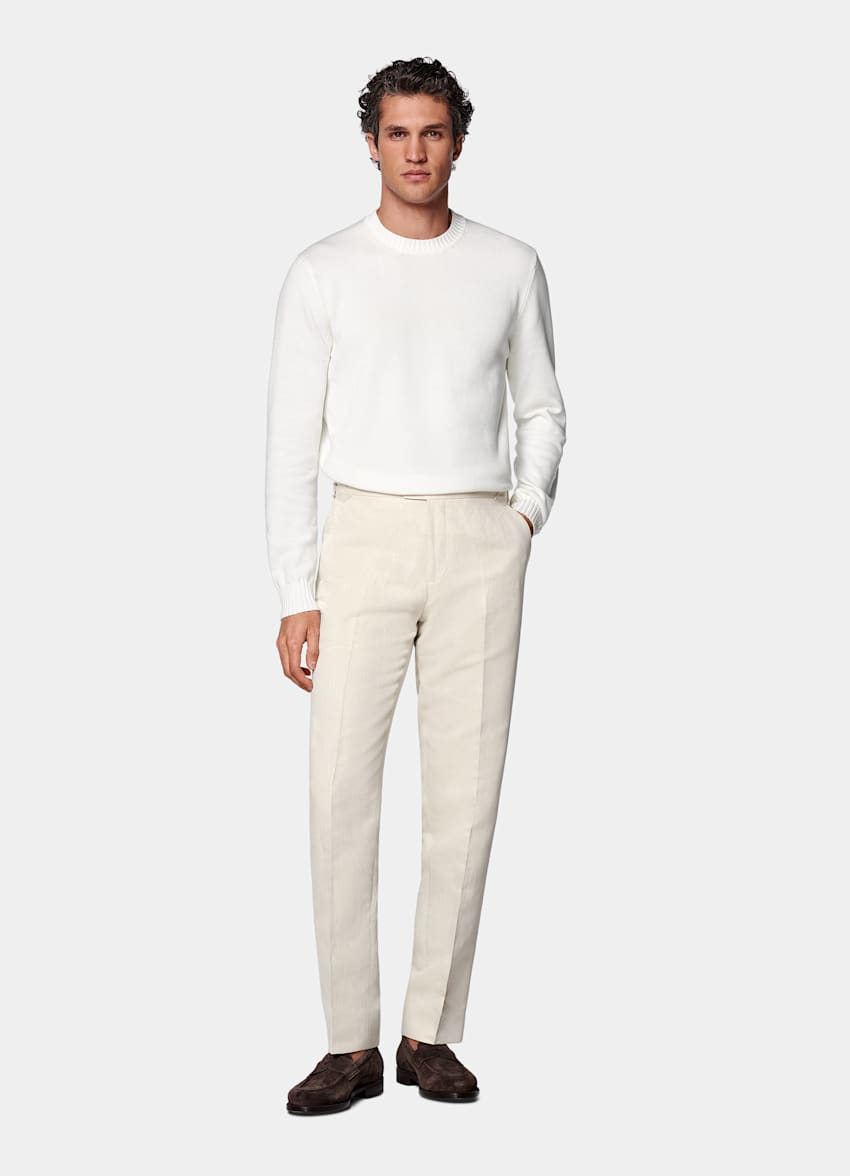 Sand Straight Leg Suit Trousers