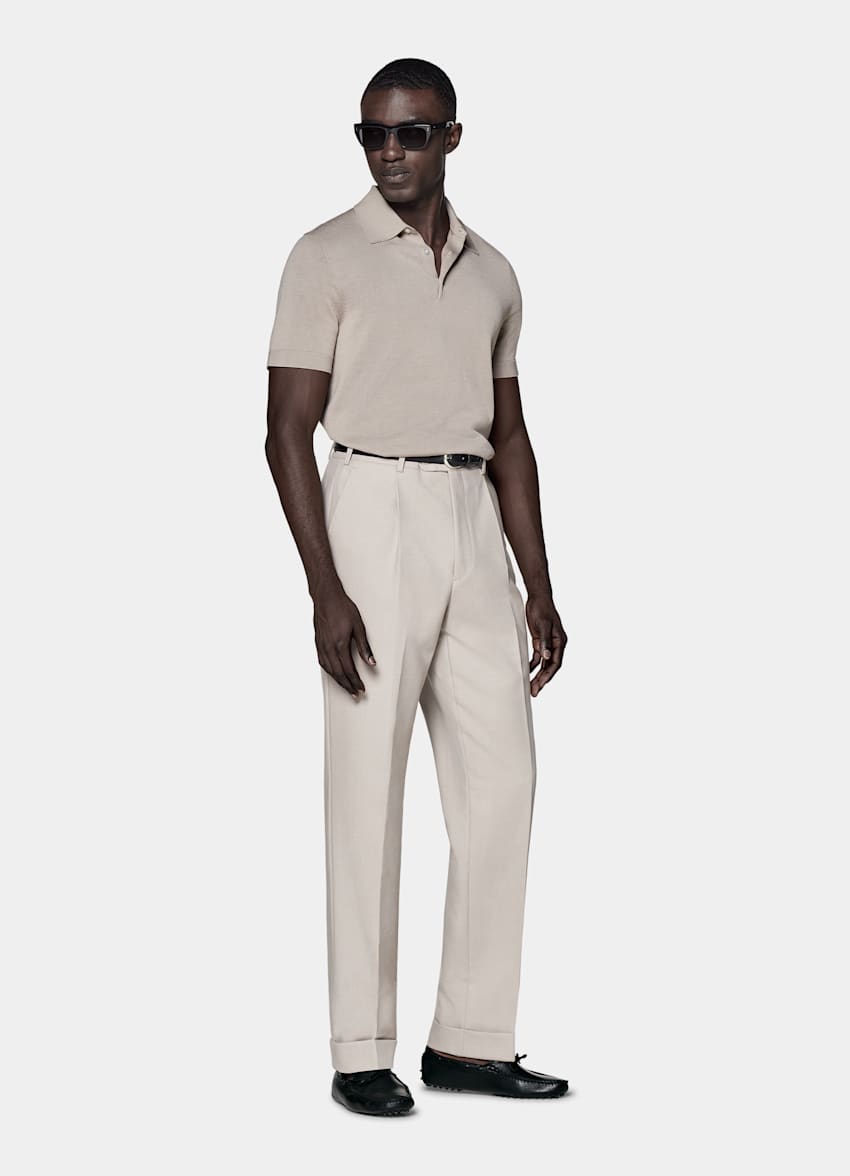 Hose helltaupe Wide Leg tapered
