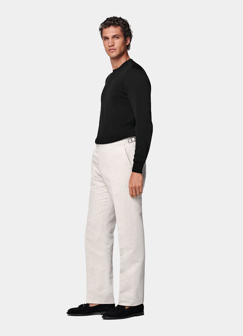 Light Taupe Straight Leg Suit Trousers
