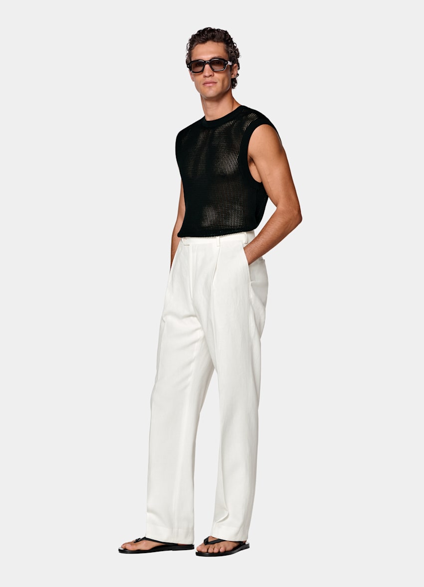Off-White Wide Leg Straight Suit Trousers