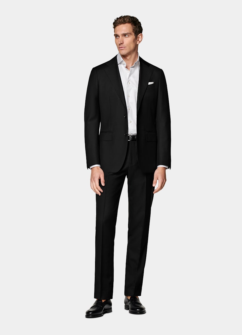Black Slim Leg Straight Suit Trousers