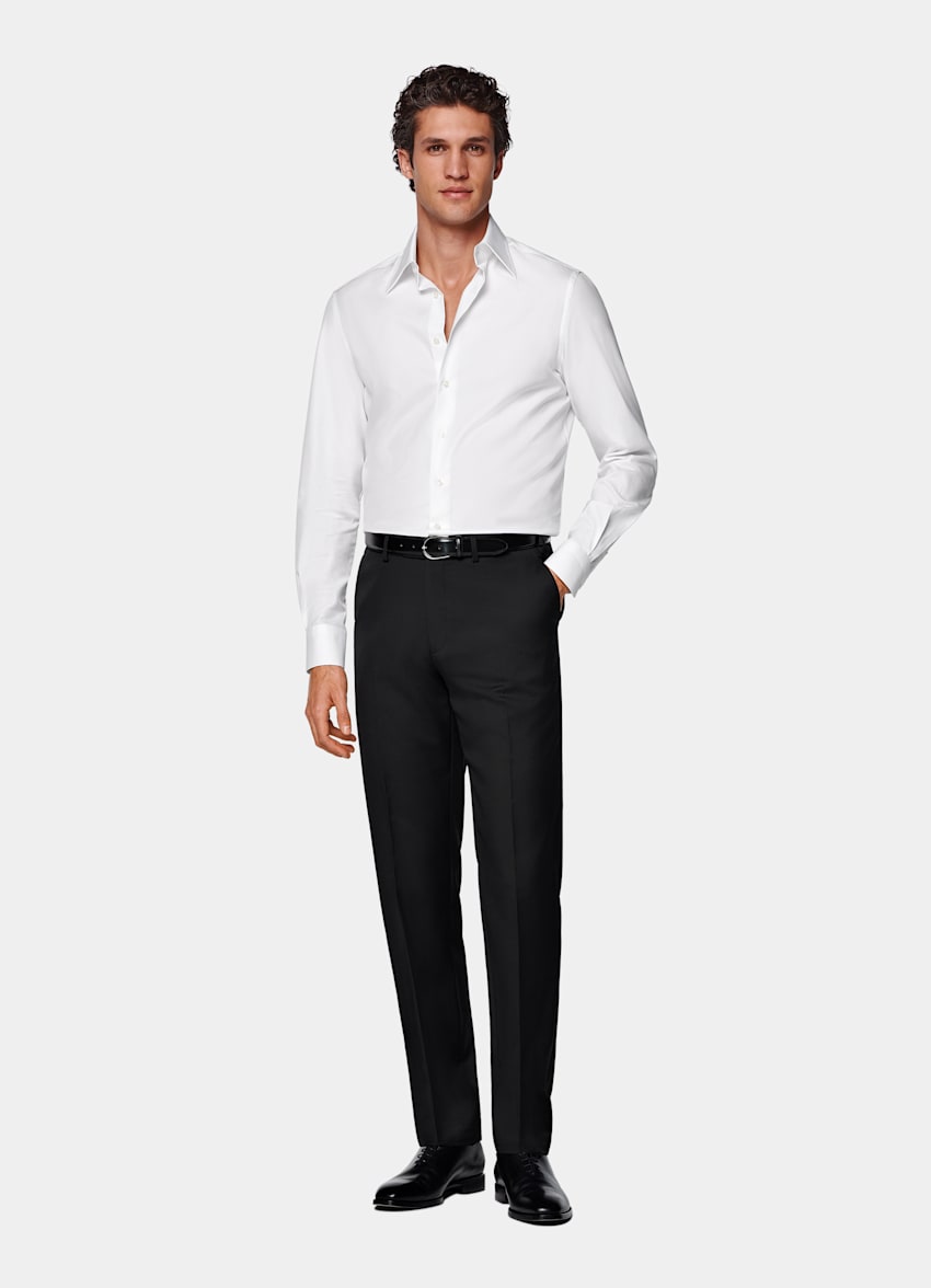 Black Slim Leg Straight Suit Trousers