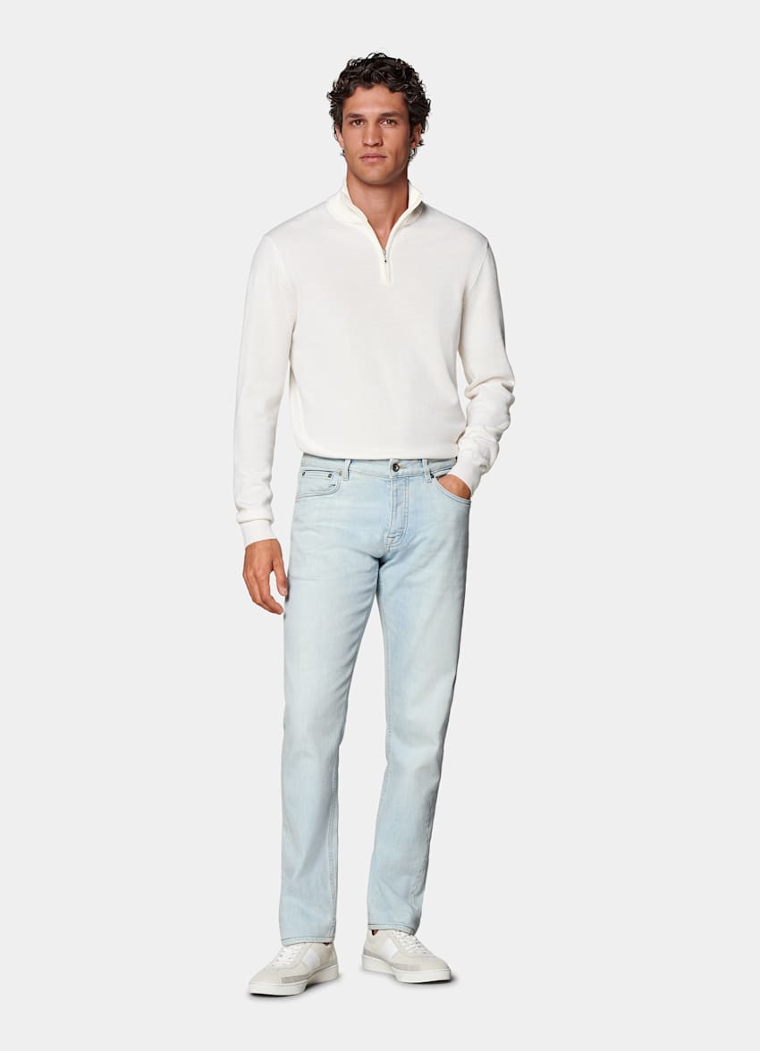 Light Blue Slim Leg Tapered Jeans