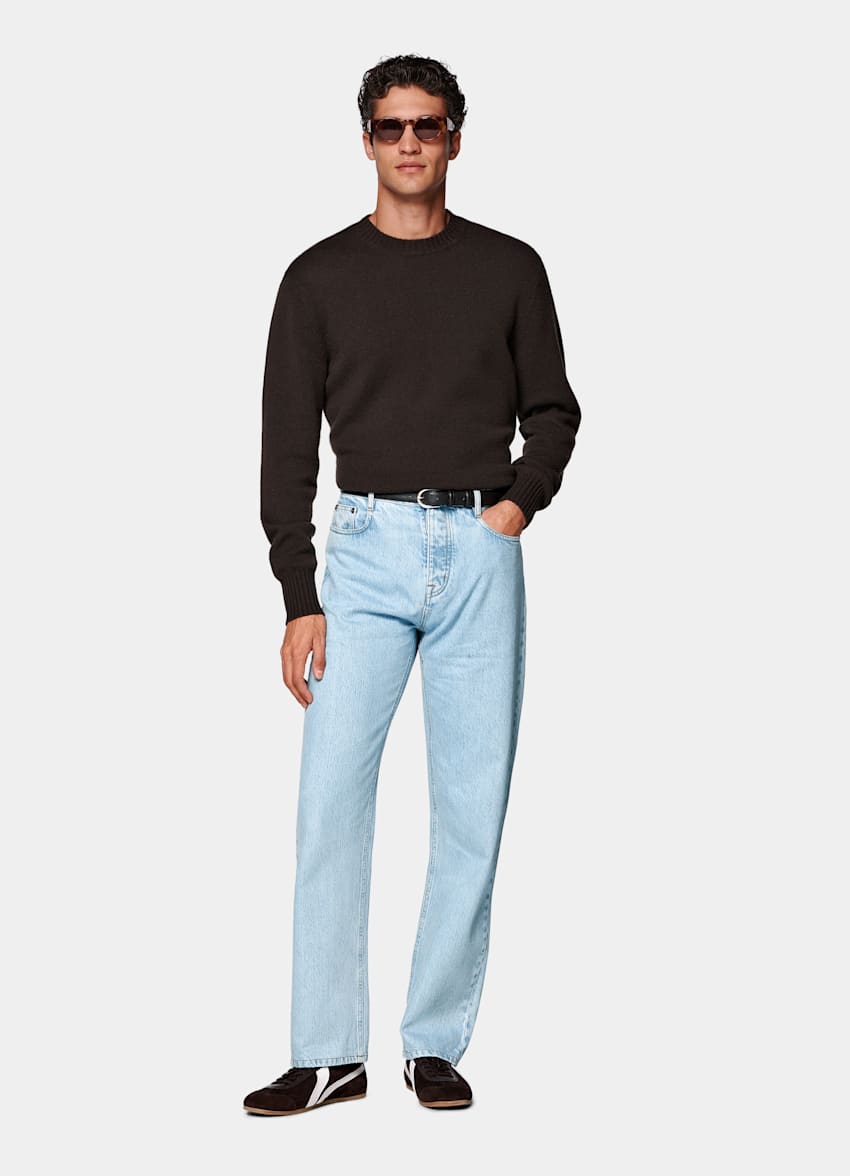 Light Blue Straight Leg Jeans