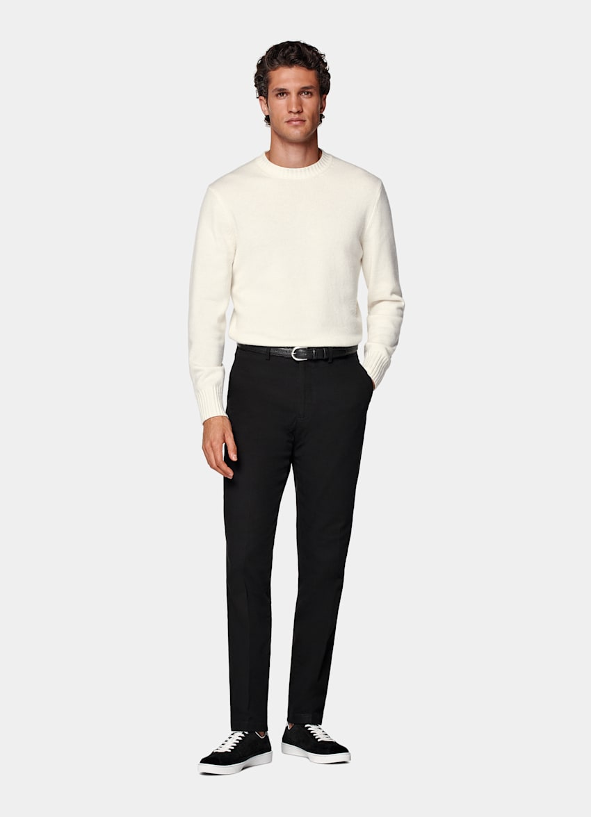 Black Slim Leg Straight Chinos
