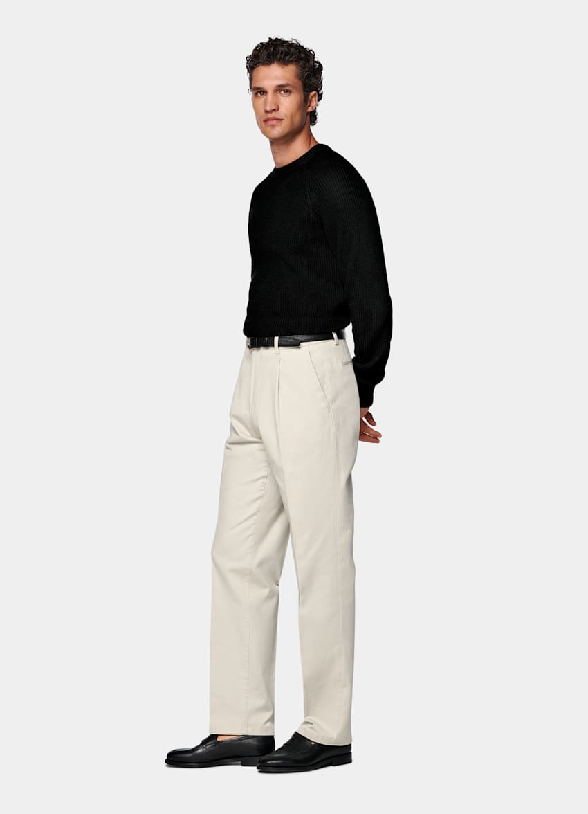 Sand Wide Leg Tapered Chinos