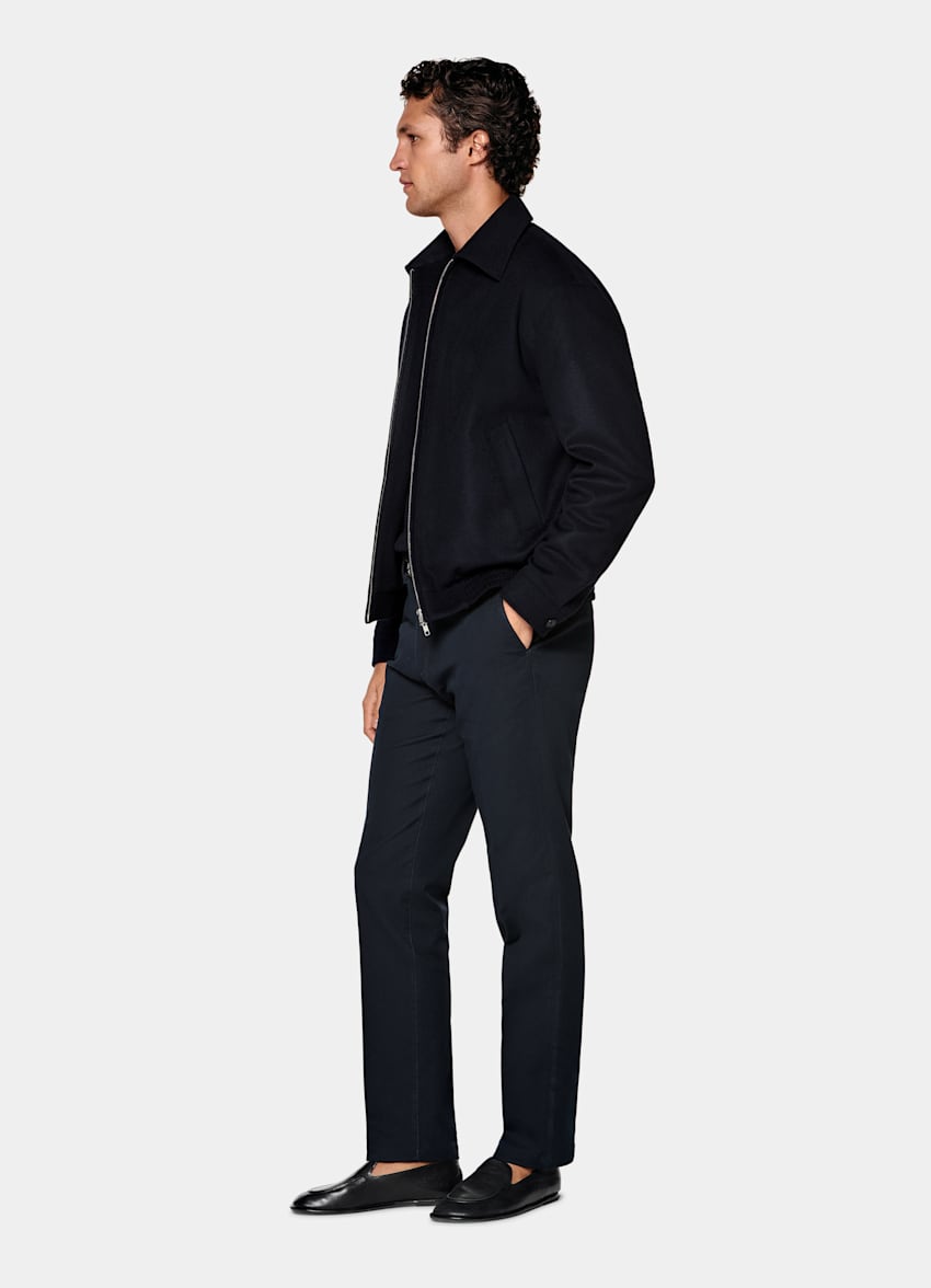 Navy Slim Leg Straight Chinos