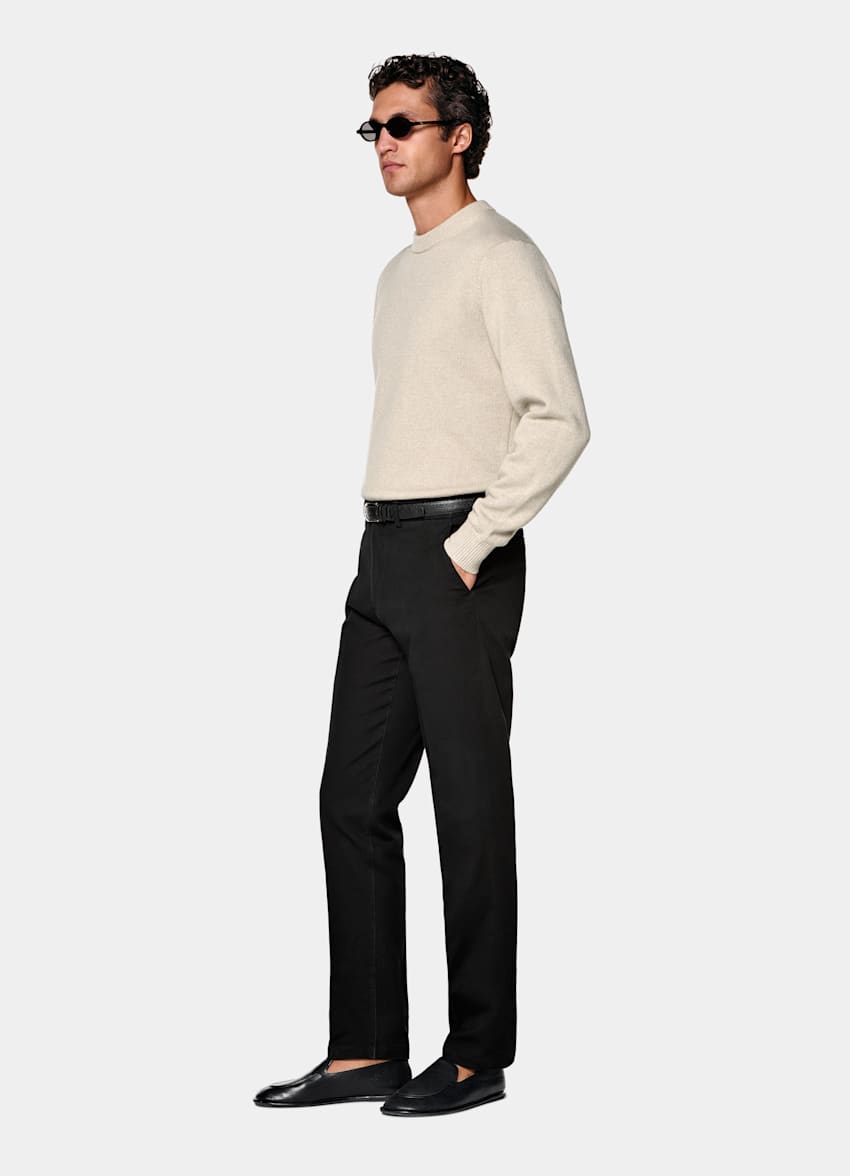 Black Slim Leg Straight Chinos