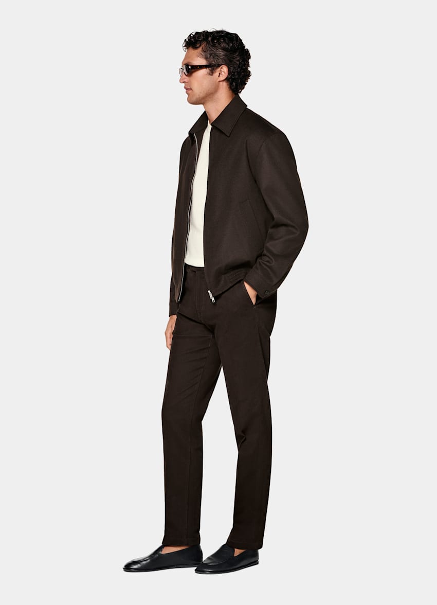 Dark Brown Slim Leg Straight Chinos