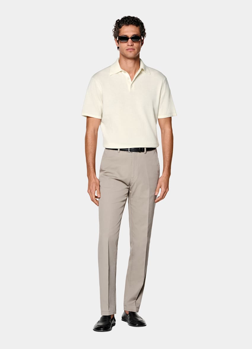 Taupe Slim Leg Straight Chinos