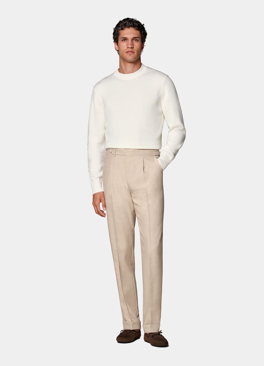 Sand Slim Leg Tapered Trousers