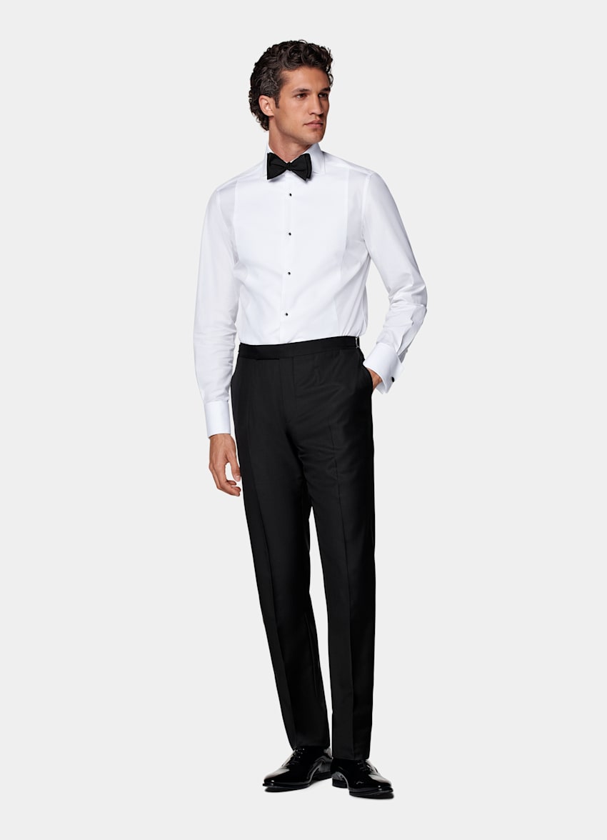  Black Slim Leg Straight Tuxedo Pants
