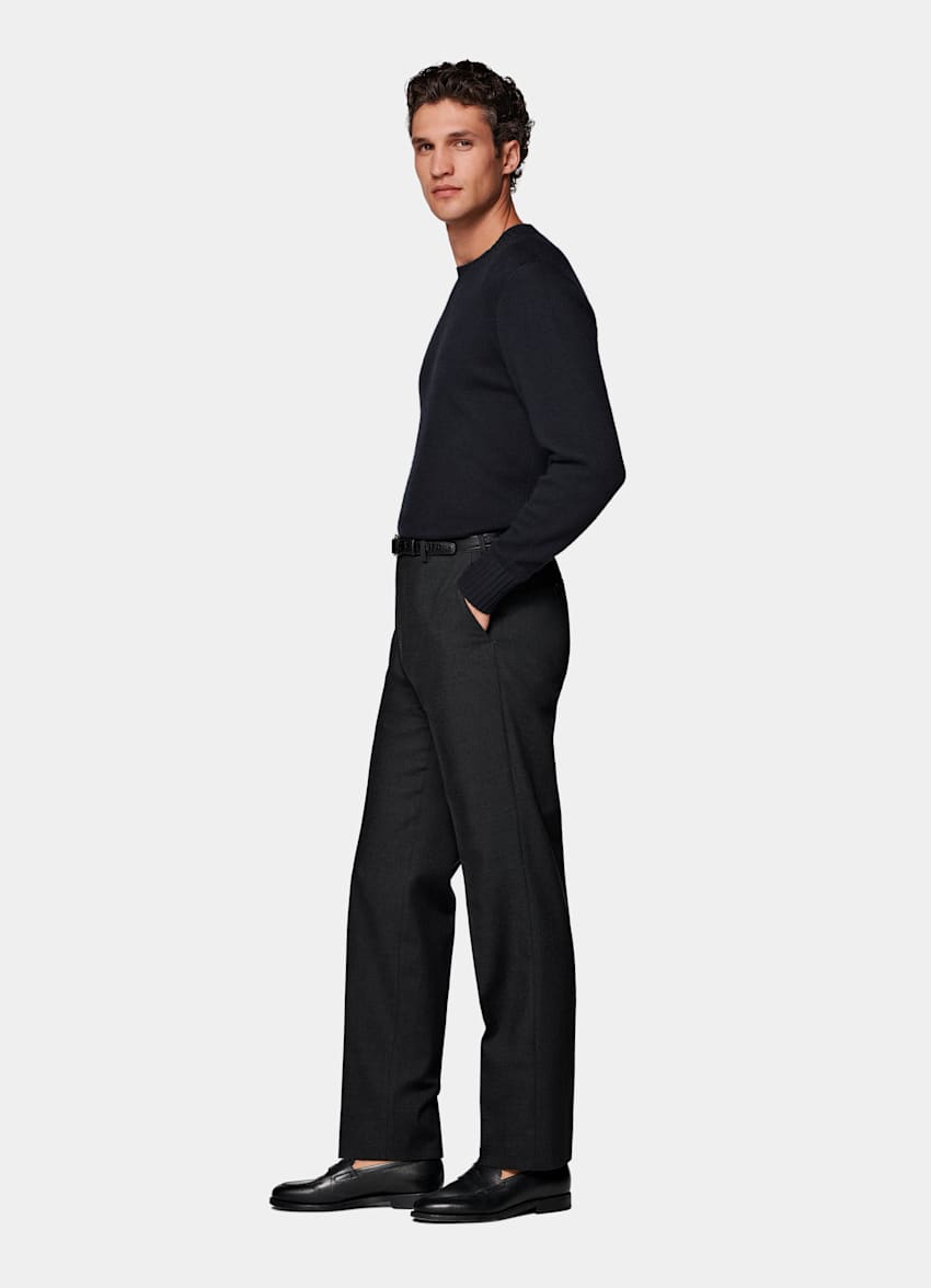 Dark Grey Straight Leg Trousers