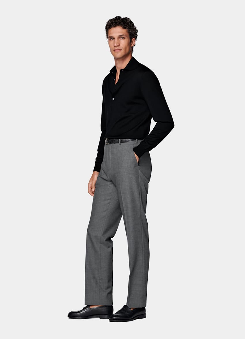 Mid Grey Straight Leg Trousers