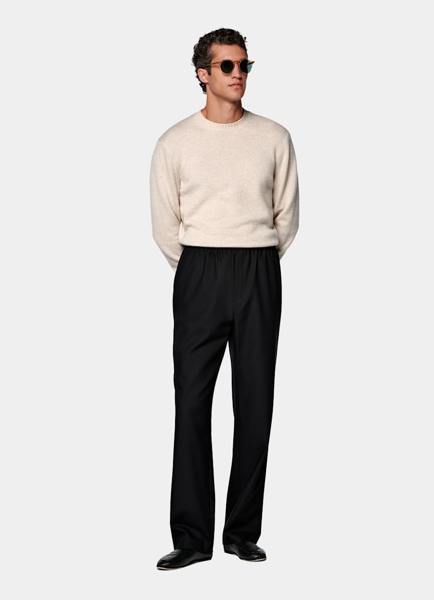 Black Wide Leg Straight Trousers