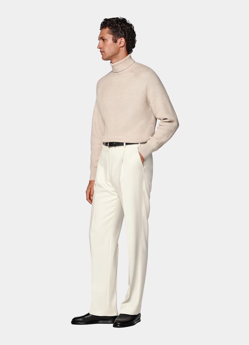 Off-White Wide Leg Straight Trousers