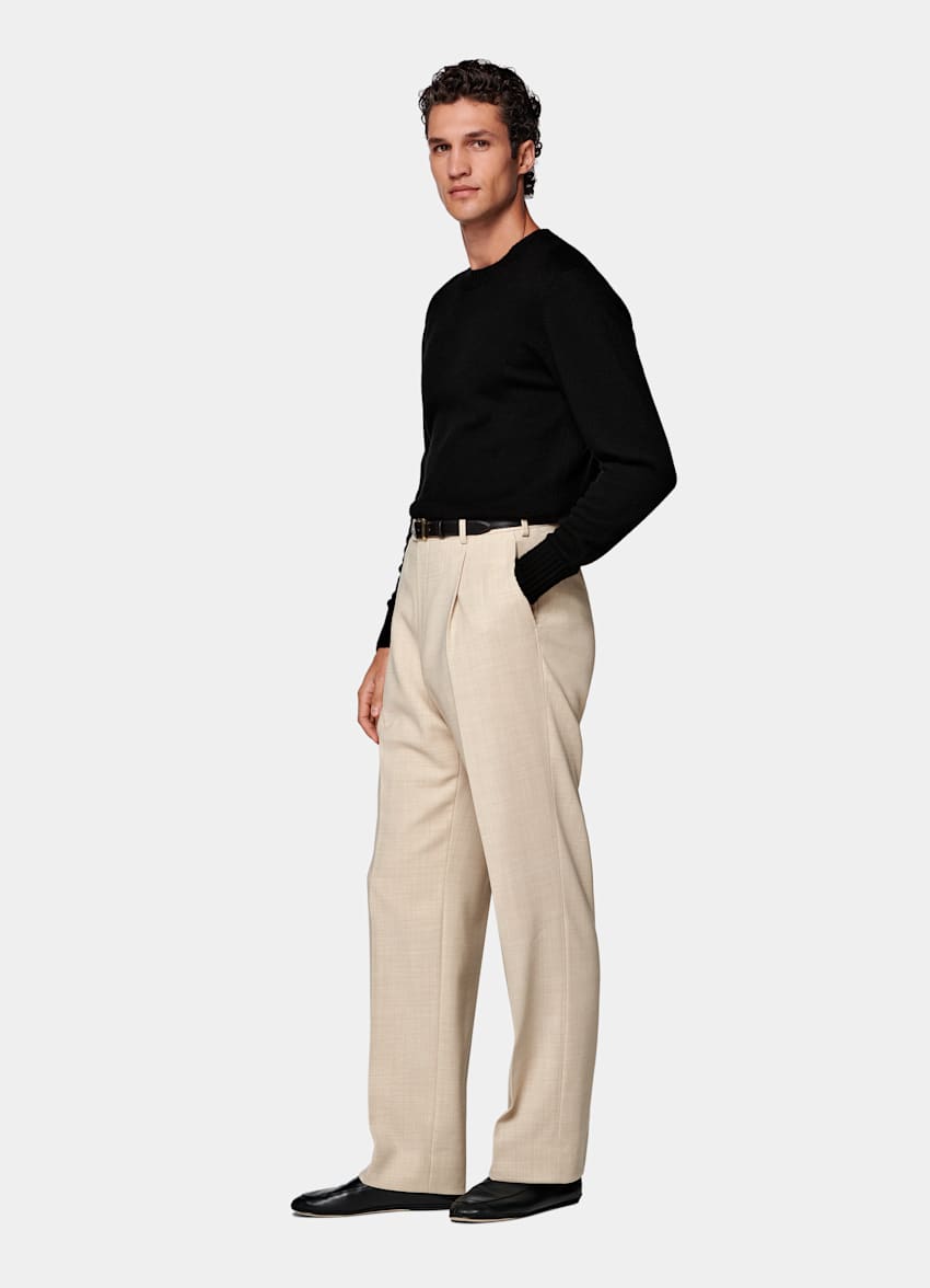Light Brown Wide Leg Straight Trousers
