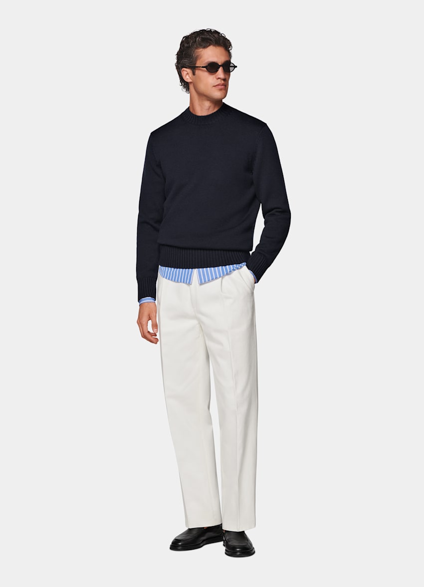 Off-White Wide Leg Straight Trousers