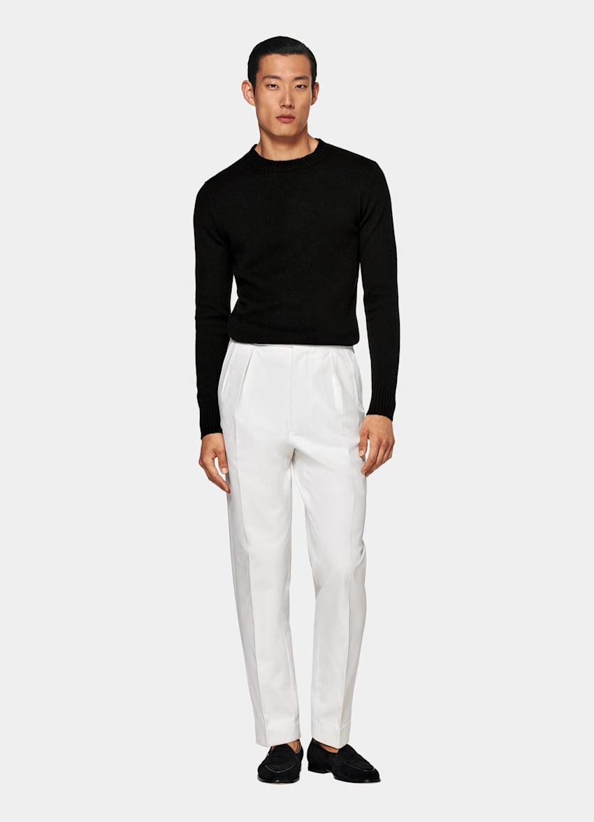 Off-White Wide Leg Tapered Trousers