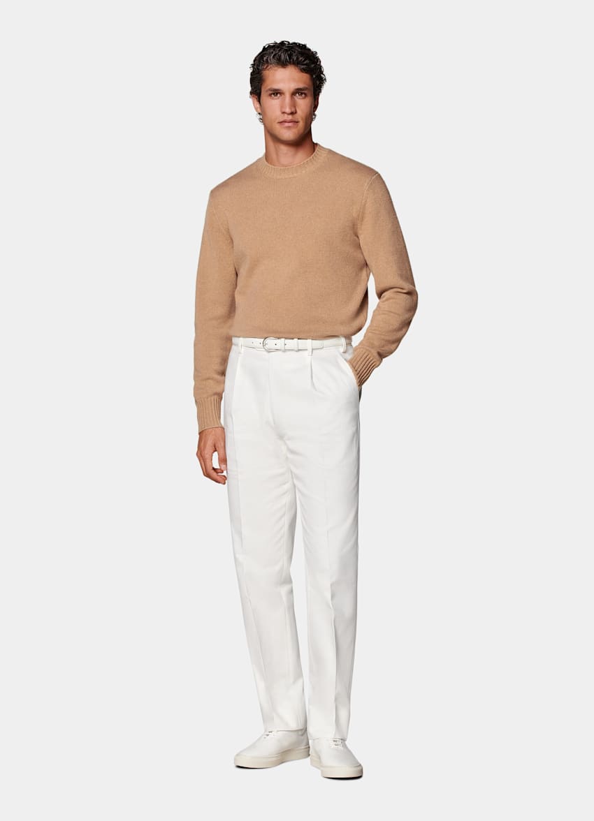 Off-White Wide Leg Tapered Trousers