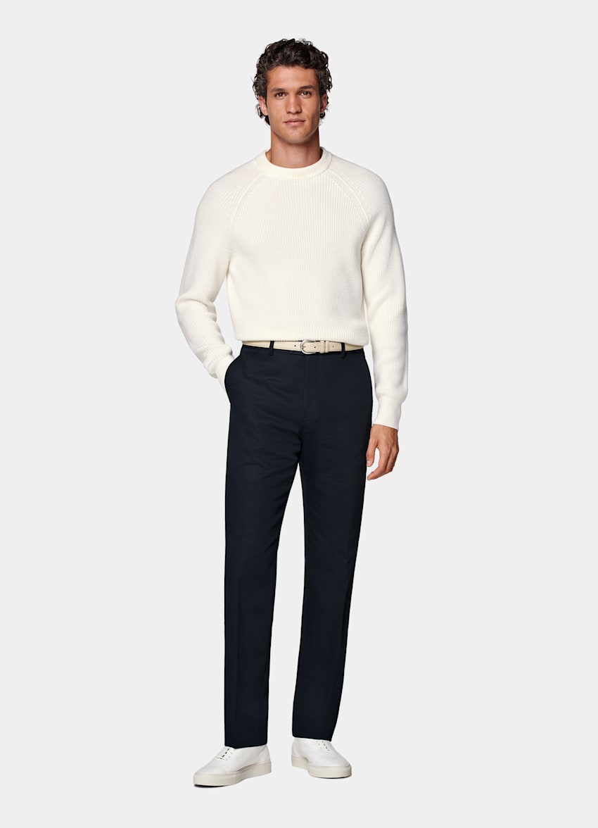 Navy Straight Leg Chinos