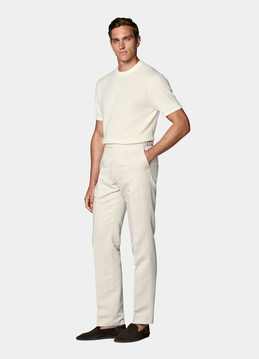 Sand Straight Leg Suit Trousers