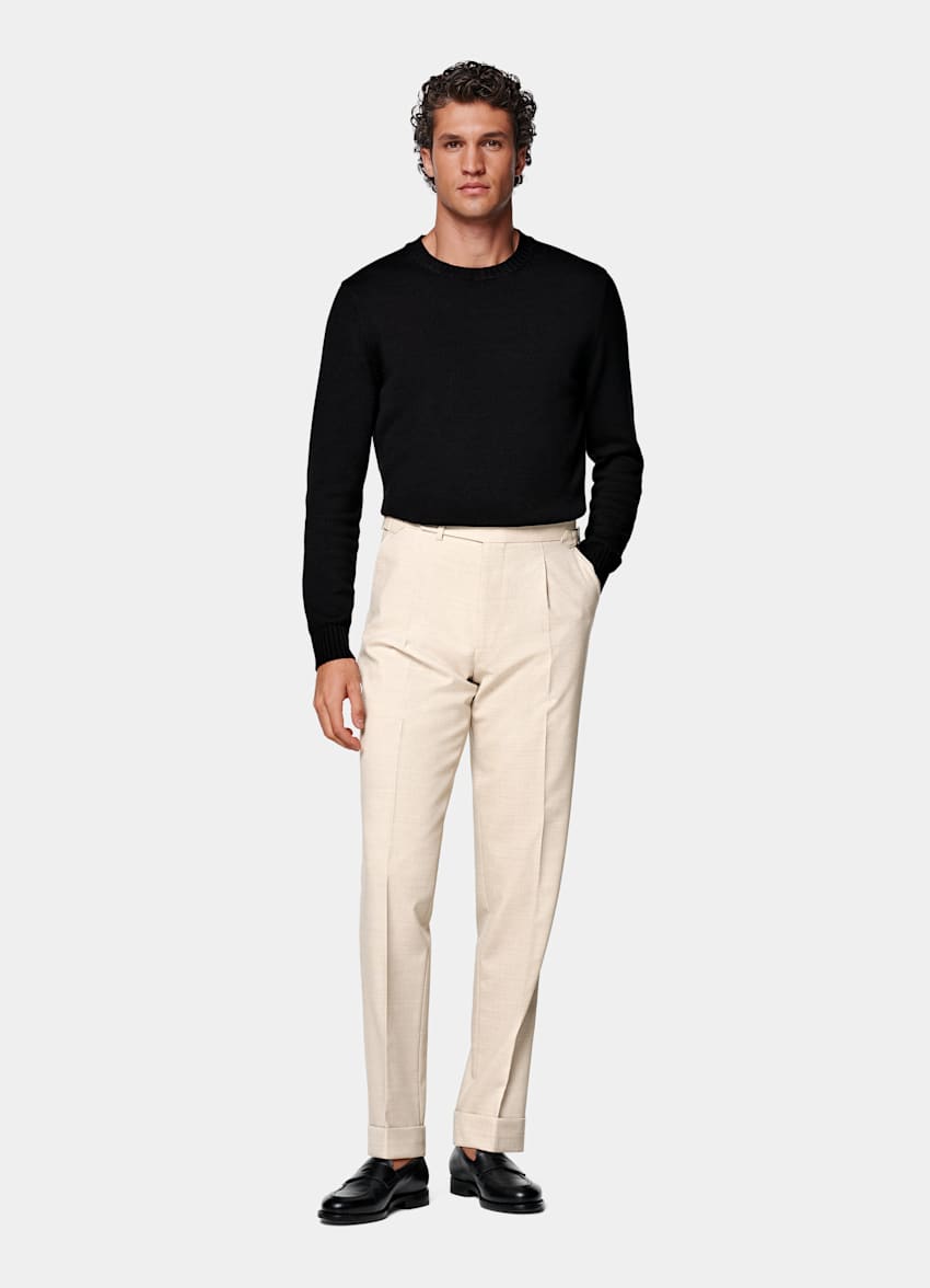 Sand Slim Leg Tapered Suit Trousers