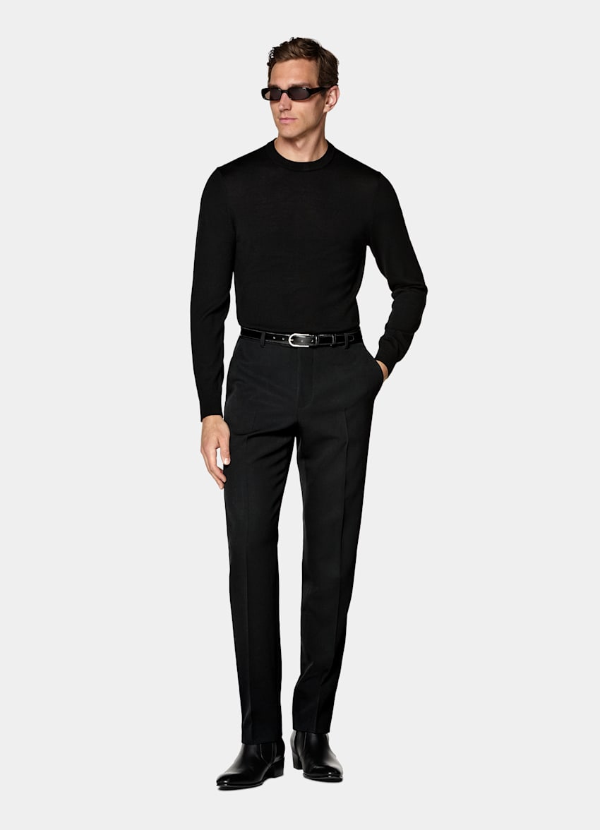 Black Straight Leg Suit Trousers
