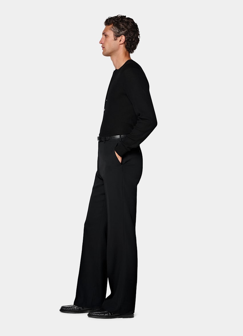 Pantalon de costume noir Wide Leg Flared