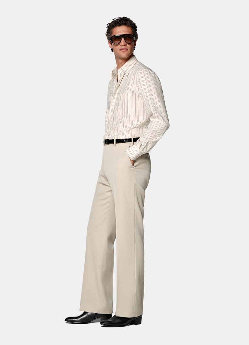 Light Brown Wide Leg Flared Suit Trousers