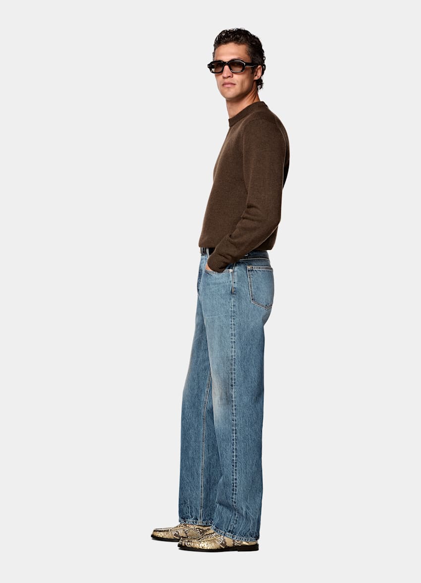 Mid Blue Straight Leg Jeans