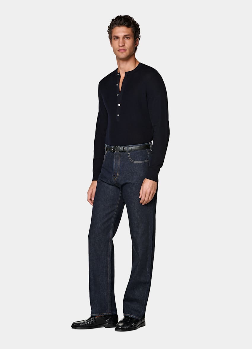 Navy Straight Leg Jeans
