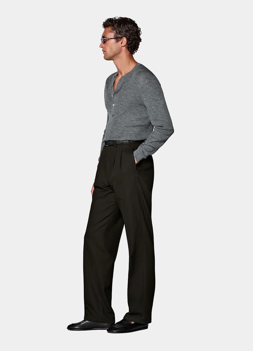 Dark Brown Wide Leg Trousers
