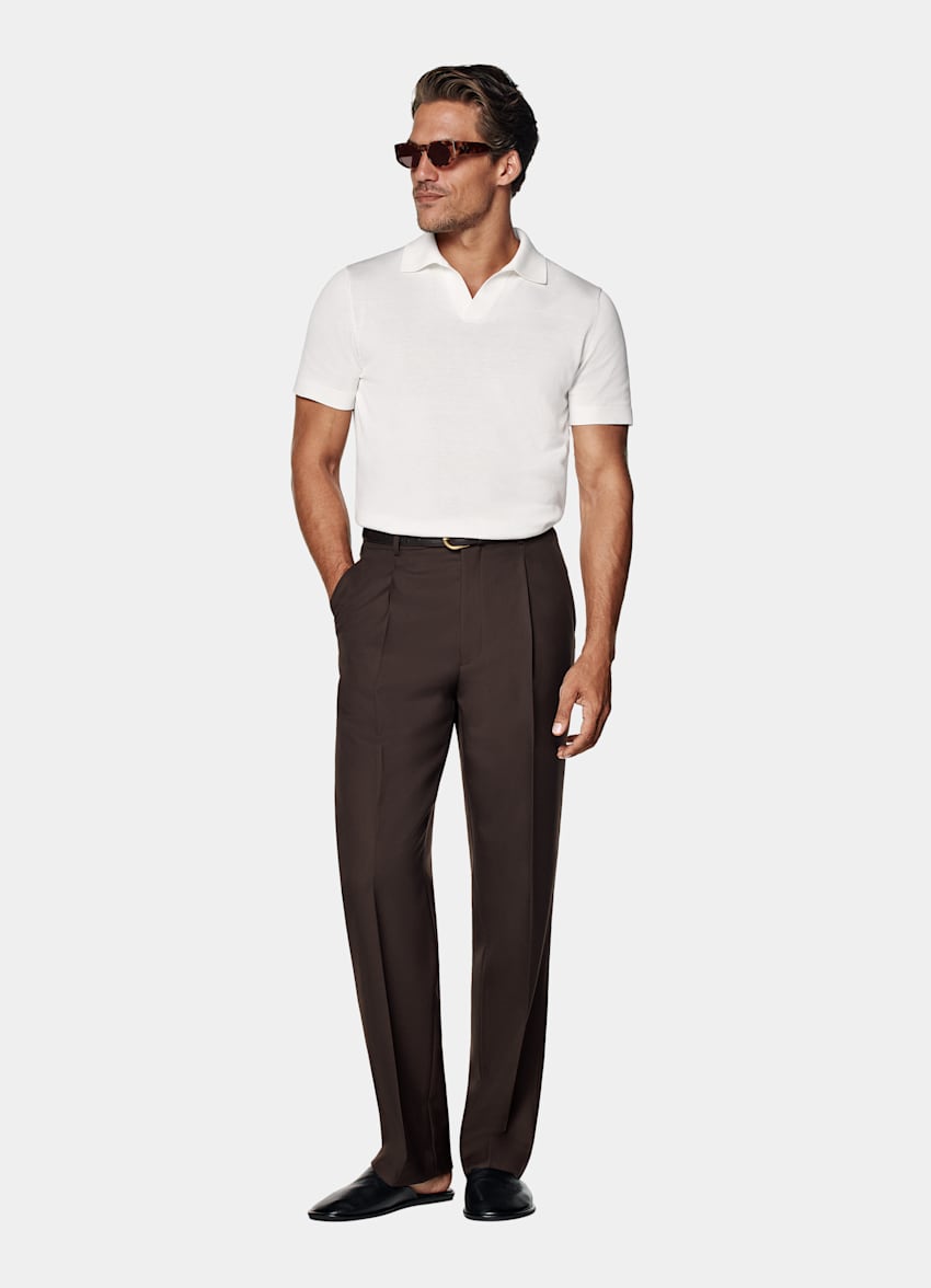 Polo sans boutons blanc cassé